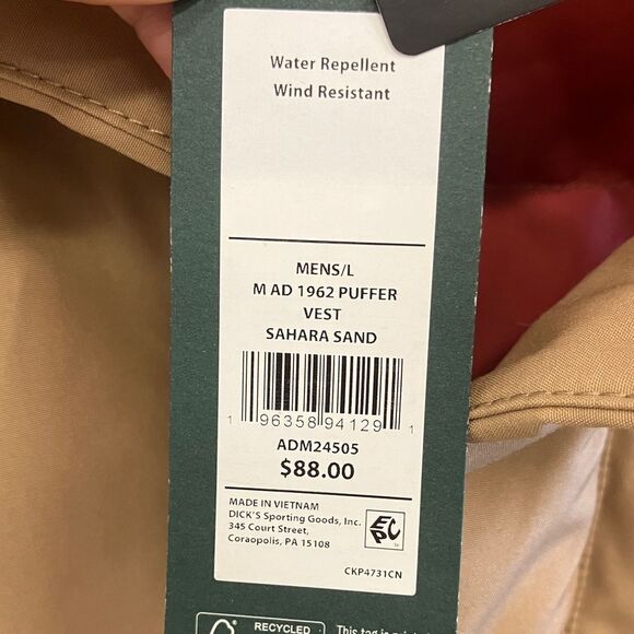 Alpine Design Men's Puffer Vest Sahara Sand NEW - Picture 2 of 7